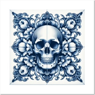 Delft Tile With Skull No.1 Posters and Art